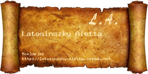 Latosinszky Aletta névjegykártya